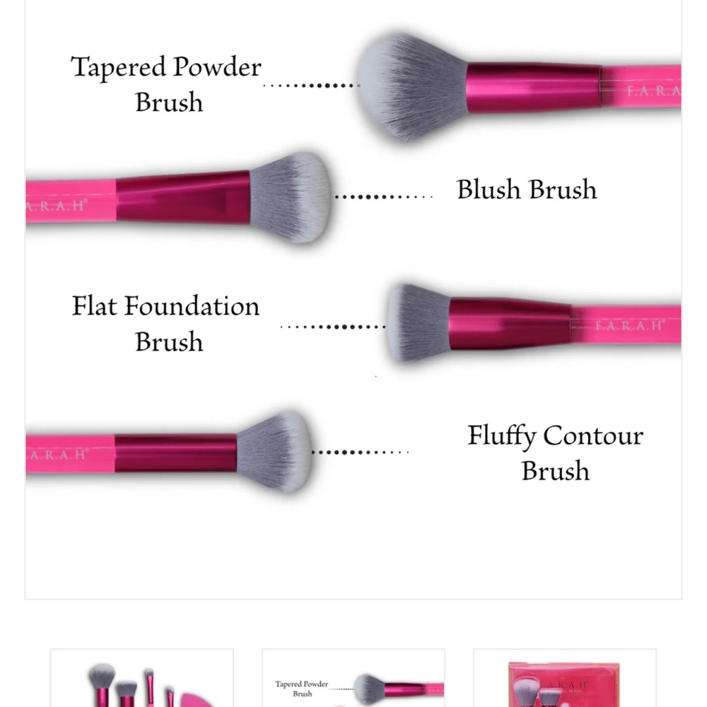 F.A.R.A.H Pink Makeup Brush Set - Picture 7 of 9
